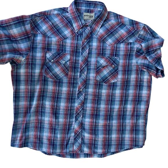 Wrangler VTG Rustler 2X Western short Sleeve Patriotic with silver accents - Picture 9 of 11